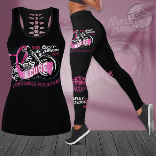 Harley Davidson Breast Cancer Awareness Hollow Tank Top Leggings