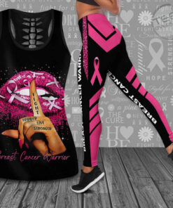 Lips Breast Cancer Awareness Hollow Tank Top Leggings