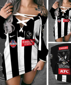 AFL Premiers Collingwood FC Bodycon Off Shoulder Dress OVS251023S2