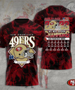 San Francisco 49ers Red Black T shirt OVS0324W