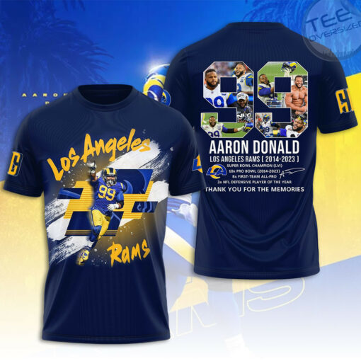 Aaron Donald X Los Angeles Rams Navy T shirt OVS0424ZP