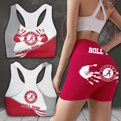 Alabama Crimson Tide Bra Sports High Waisted Yoga Shorts