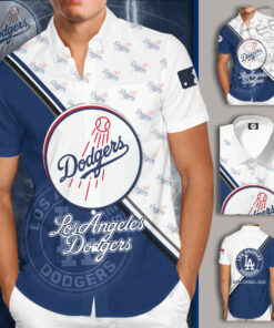 Los Angeles Dodgers 3D Short Sleeve Dress Shirt 01