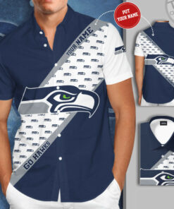 Seattle Seahawks 3D Short Sleeve Dress Shirt 01