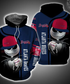 atlanta braves and jack skellington 3d hoodie