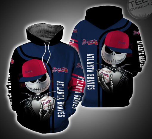 atlanta braves and jack skellington 3d hoodie