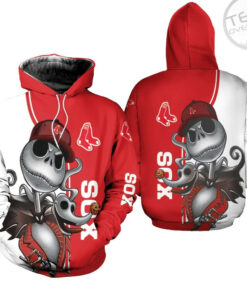 boston red sox jack skellington and zero 3d hoodie