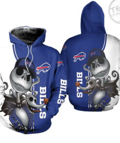 buffalo bills jack skellington and zero 3d hoodie