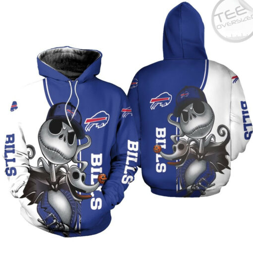 buffalo bills jack skellington and zero 3d hoodie