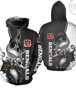 cincinnati bengals jack skellington and zero 3d hoodie