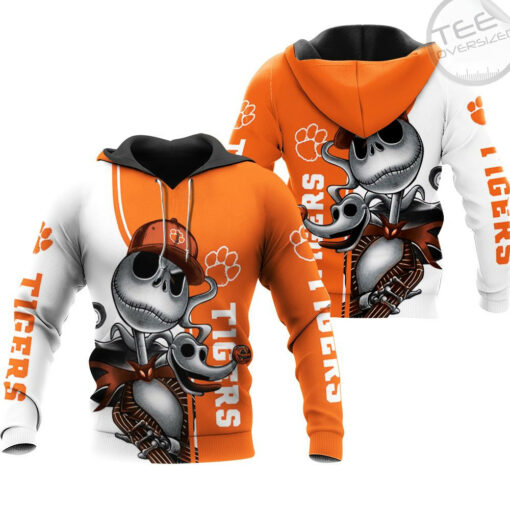 clemson tigers jack skellington and zero 3d hoodie