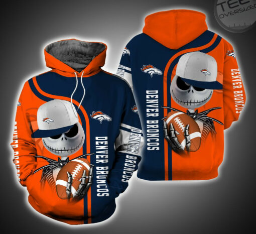 denver broncos and jack skellington 3d hoodie