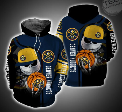 denver nuggets and jack skellington 3d hoodie