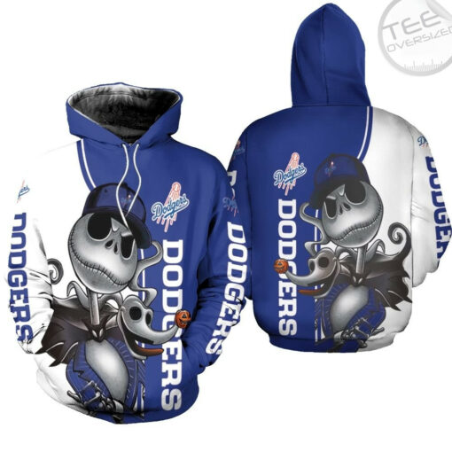 dodgers jack skellington and zero 3d hoodie