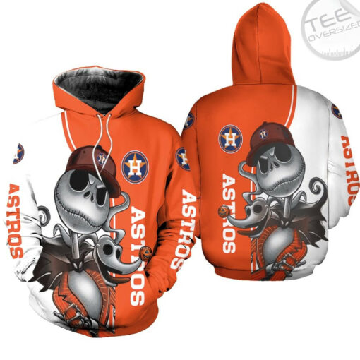 houston astros jack skellington and zero 3d hoodie