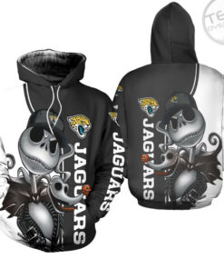 jacksonville jaguars jack skellington and zero 3d hoodie