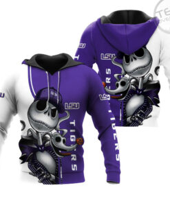 lsu tigers jack skellington and zero 3d hoodie