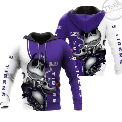 lsu tigers jack skellington and zero 3d hoodie