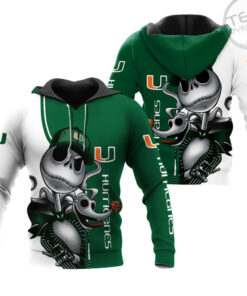 miami hurricanes jack skellington and zero 3d hoodie