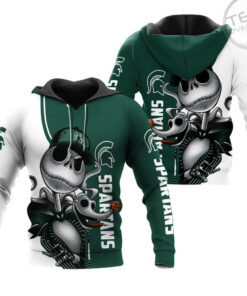 michigan state spartans jack skellington and zero 3d hoodie