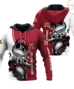 minnesota golden gophers jack skellington and zero 3d hoodie