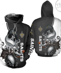 new orleans saints jack skellington and zero 3d hoodie