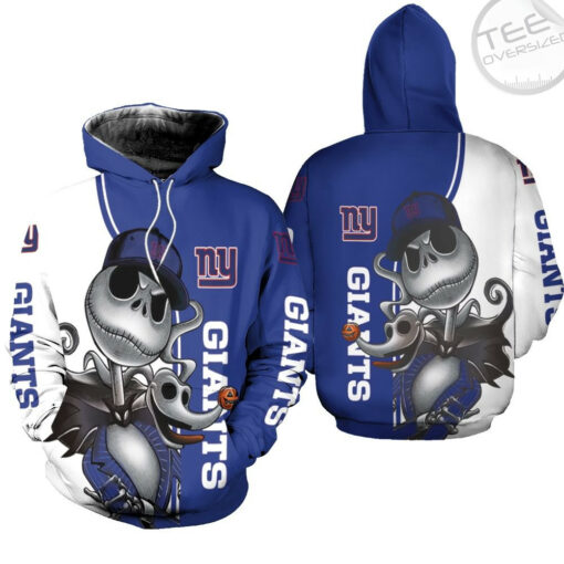 new york giants jack skellington and zero 3d hoodie