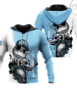 north carolina tar heels jack skellington and zero 3d hoodie