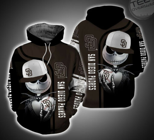 san diego padres and jack skellington 3d hoodie