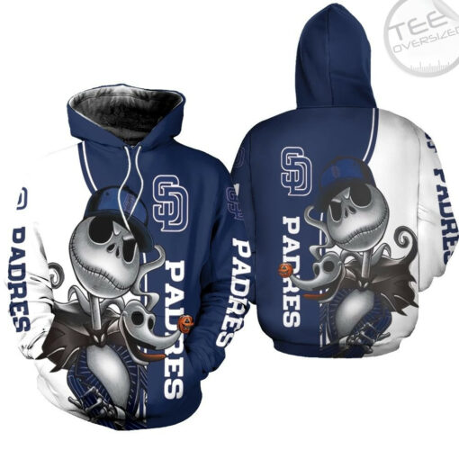 san diego padres jack skellington and zero 3d hoodie