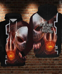 scary jack skellington black 3d hoodie