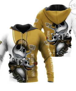 wake forest demon deacons jack skellington and zero 3d hoodie