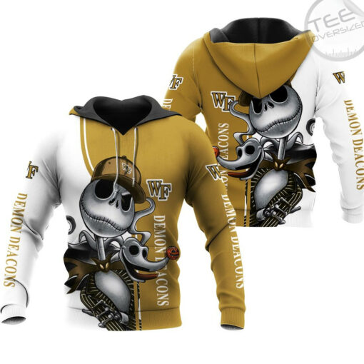 wake forest demon deacons jack skellington and zero 3d hoodie